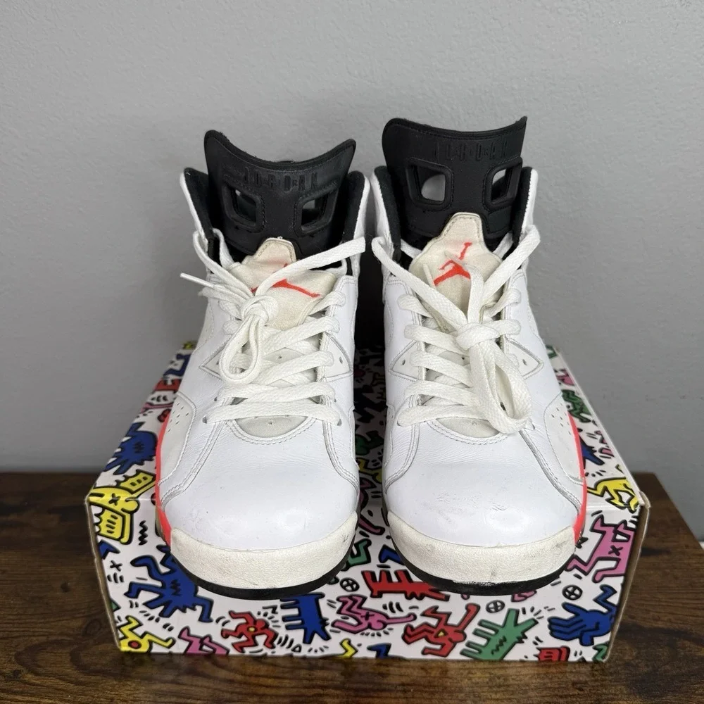 2013 Nike Air Jordan 6 Retro Infrared White 384664-123 Size 9 Basketball Shoes